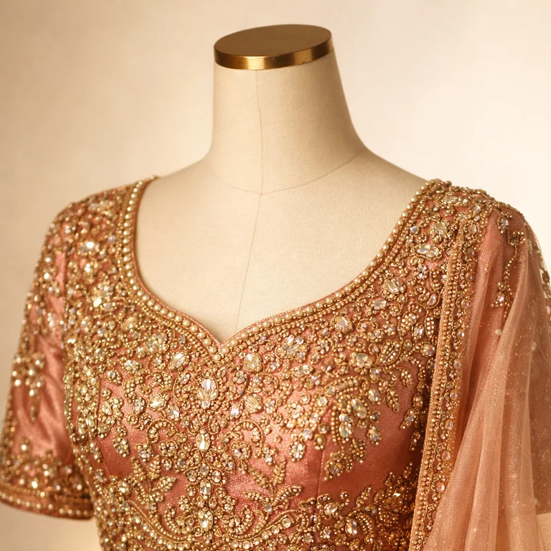 Opulent bridal blouse with heavy zardozi embroidery work — Akira Fashion Studio