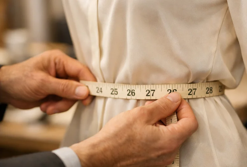 Tailor measuring a customer for a perfect blouse fit